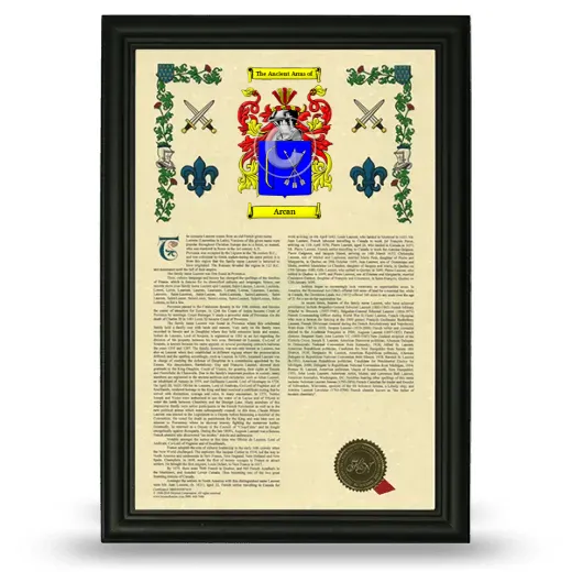 Arcan Armorial History Framed - Black