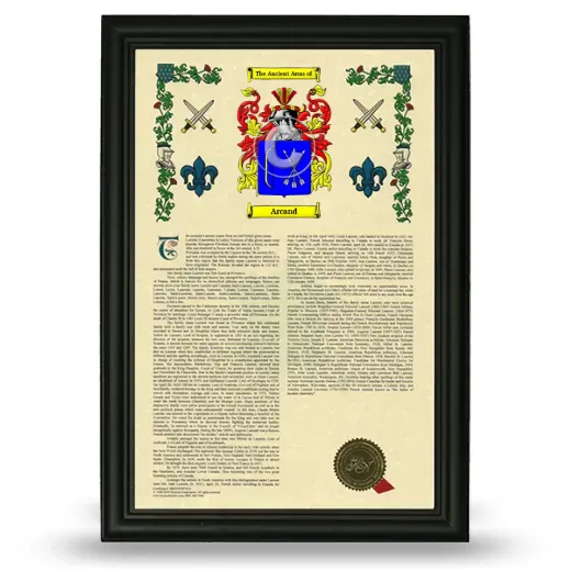 Arcand Armorial History Framed - Black
