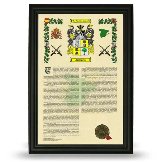 Archuleta Armorial History Framed - Black