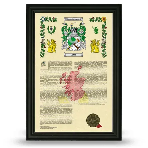 Area Armorial History Framed - Black