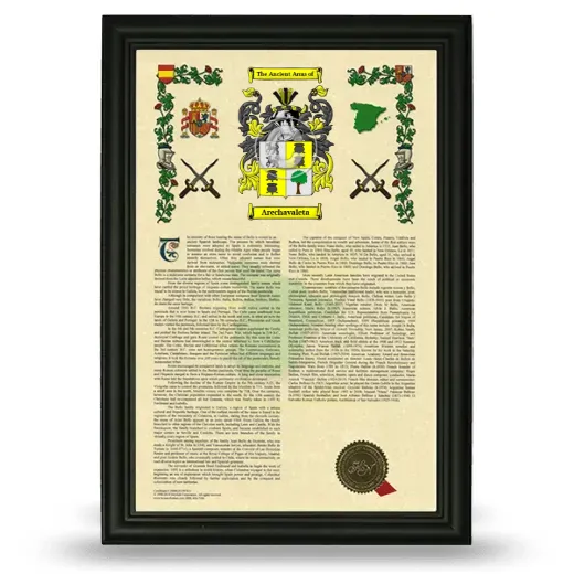 Arechavaleta Armorial History Framed - Black
