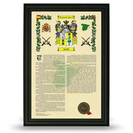 Arechu Armorial History Framed - Black
