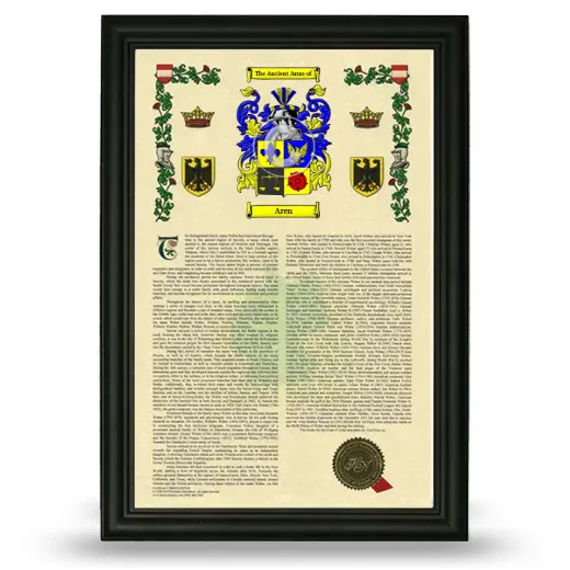 Aren Armorial History Framed - Black
