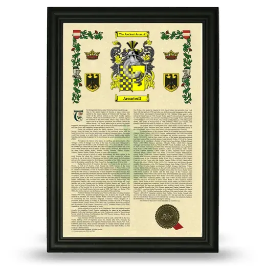 Arenstorff Armorial History Framed - Black