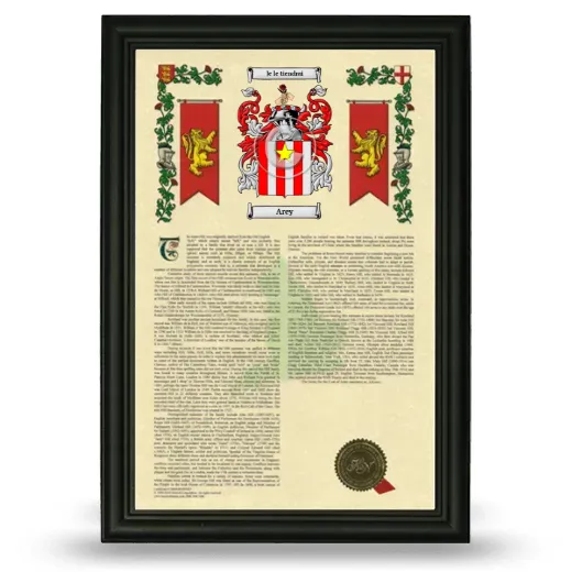 Arey Armorial History Framed - Black