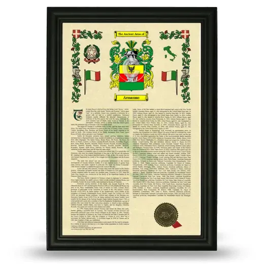Armanno Armorial History Framed - Black