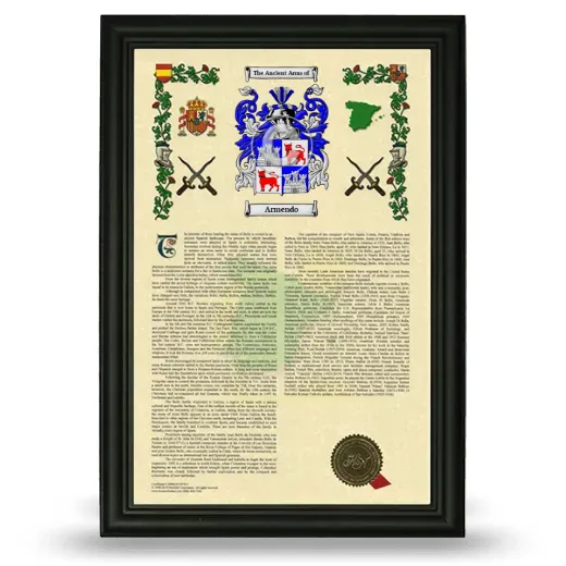 Armendo Armorial History Framed - Black