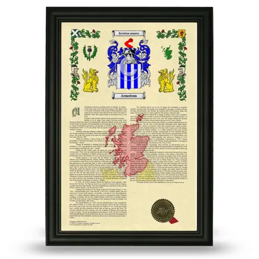 Armstron Armorial History Framed - Black