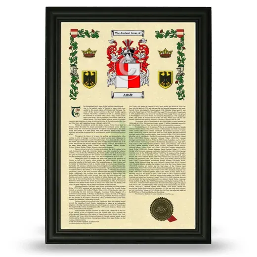 Arndt Armorial History Framed - Black