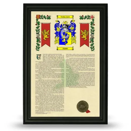 Arpon Armorial History Framed - Black