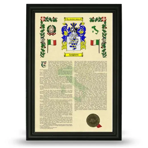 Arrighetti Armorial History Framed - Black
