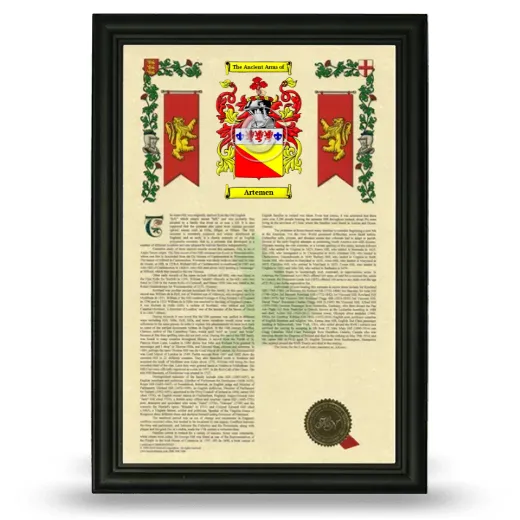 Artemen Armorial History Framed - Black
