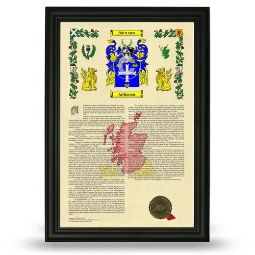 Arthurson Armorial History Framed - Black