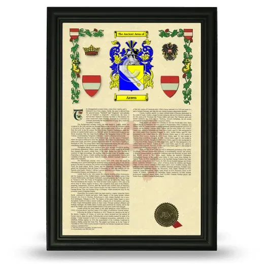 Arzen Armorial History Framed - Black