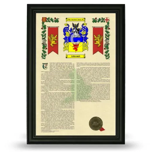 Ashcomb Armorial History Framed - Black