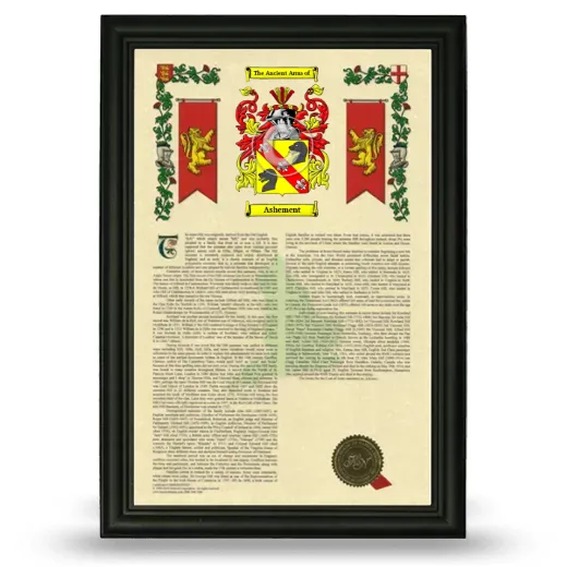 Ashement Armorial History Framed - Black