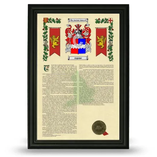 Aspane Armorial History Framed - Black