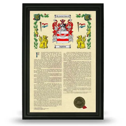 Asperen Armorial History Framed - Black