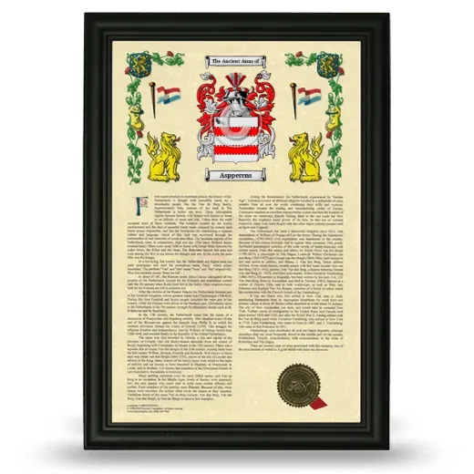 Aspperens Armorial History Framed - Black