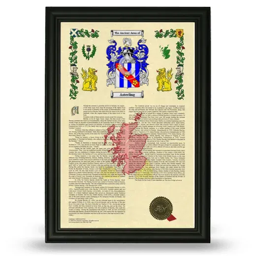 Asterling Armorial History Framed - Black