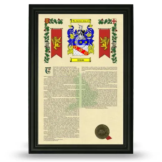 Atison Armorial History Framed - Black