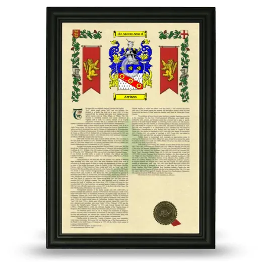 Attison Armorial History Framed - Black