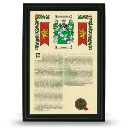 Aubane Armorial History Framed - Black
