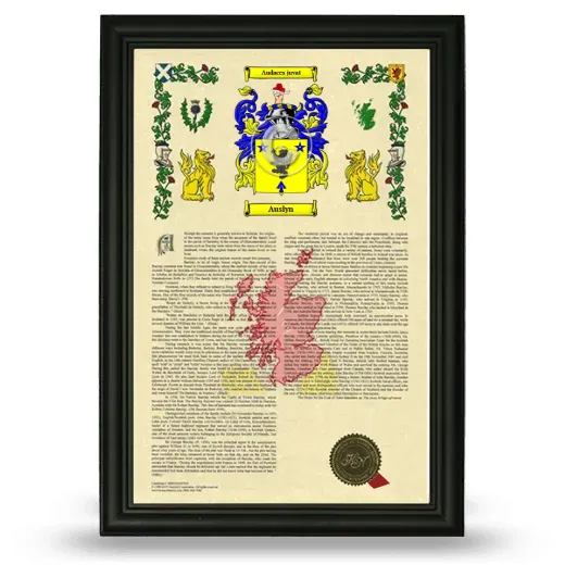 Auslyn Armorial History Framed - Black