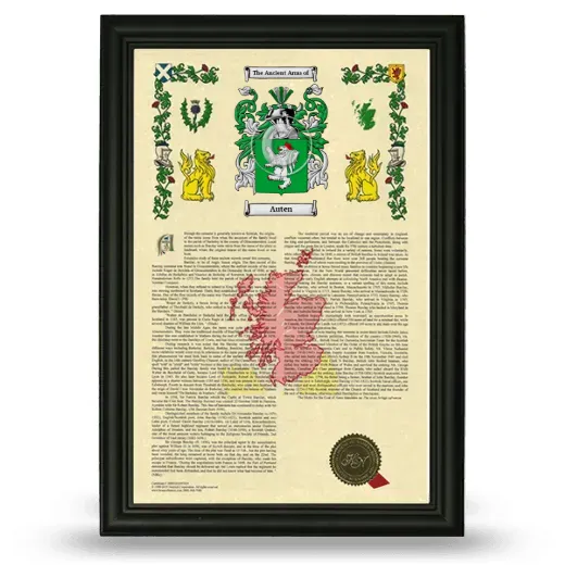 Auten Armorial History Framed - Black