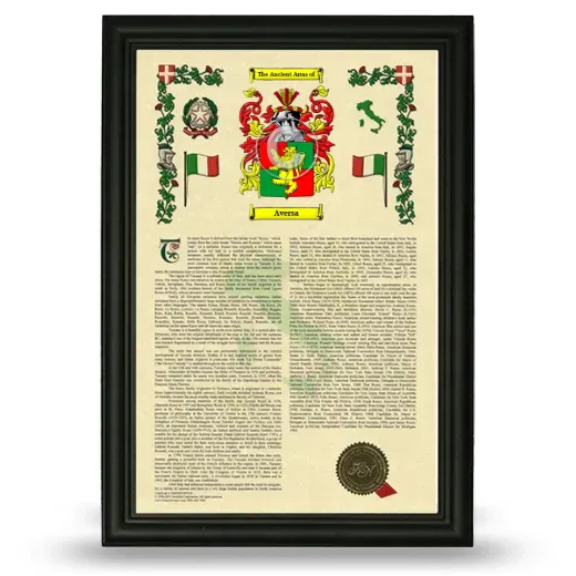 Aversa Armorial History Framed - Black