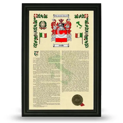 Avolla Armorial History Framed - Black