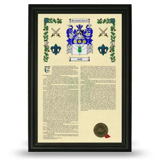 Avril Armorial History Framed - Black