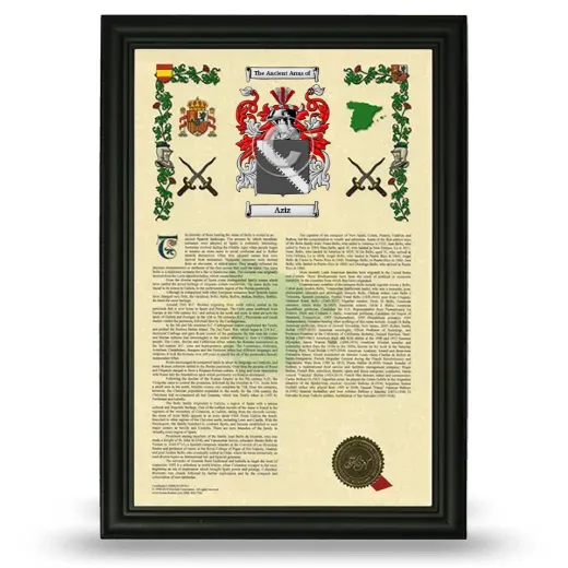 Aziz Armorial History Framed - Black