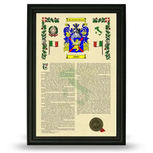 Azuto Armorial History Framed - Black