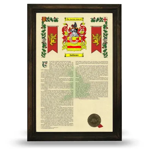 Babbente Armorial History Framed - Brown