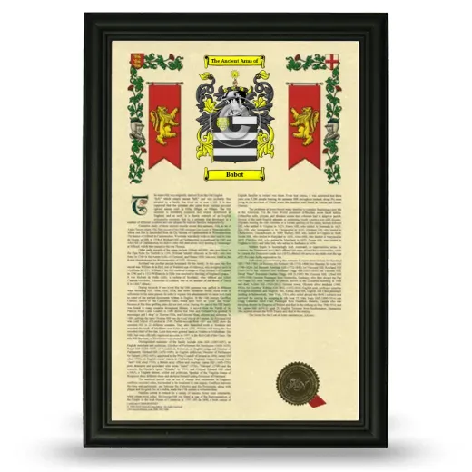 Babot Armorial History Framed - Black