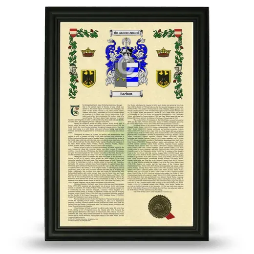 Bachan Armorial History Framed - Black