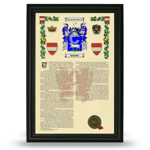 Bachofen Armorial History Framed - Black