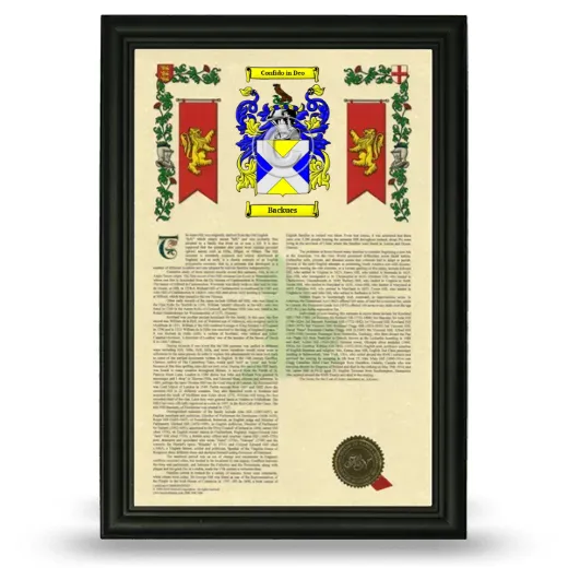 Backues Armorial History Framed - Black