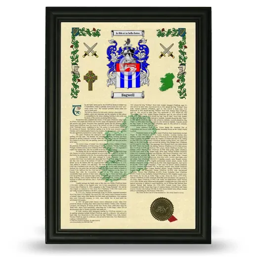 Bagwell Armorial History Framed - Black