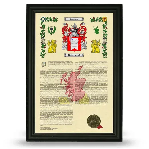 Bainermend Armorial History Framed - Black