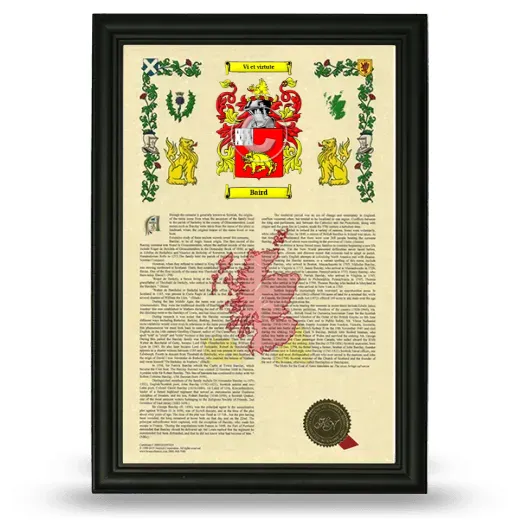 Baird Armorial History Framed - Black
