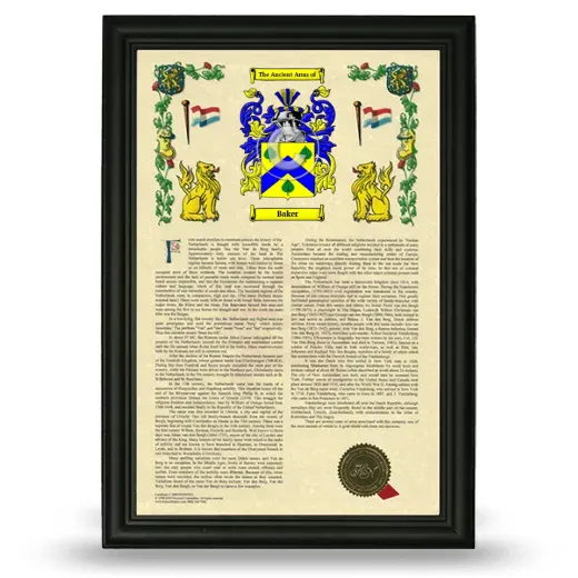 Baker Armorial History Framed - Black