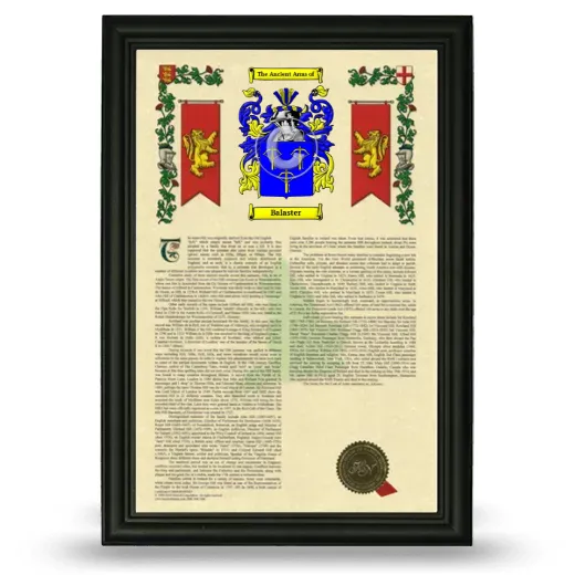 Balaster Armorial History Framed - Black