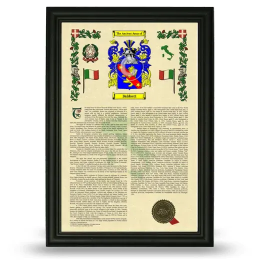 Baldocci Armorial History Framed - Black
