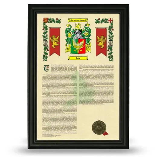 Bale Armorial History Framed - Black