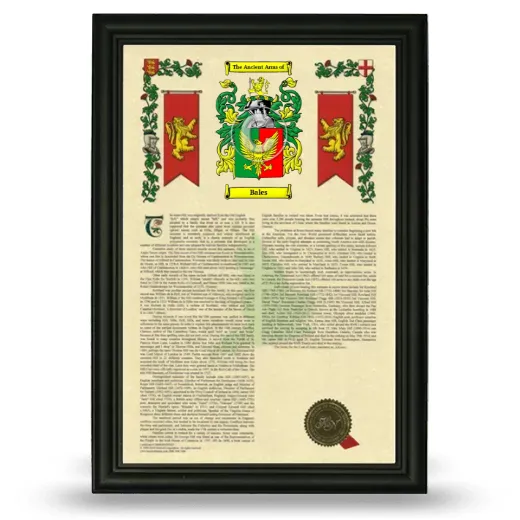 Bales Armorial History Framed - Black