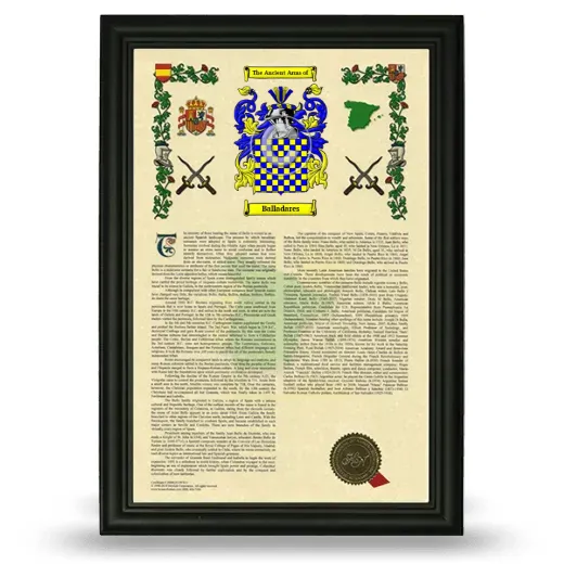Balladares Armorial History Framed - Black