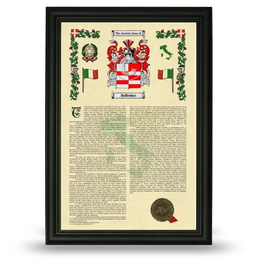 Ballerino Armorial History Framed - Black