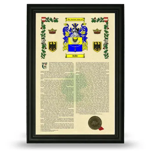Ballie Armorial History Framed - Black